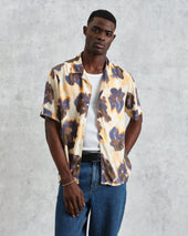 Didcot Peach Floral Blur Short Sleeve Shirt