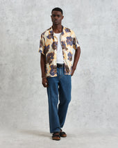 Didcot Peach Floral Blur Short Sleeve Shirt