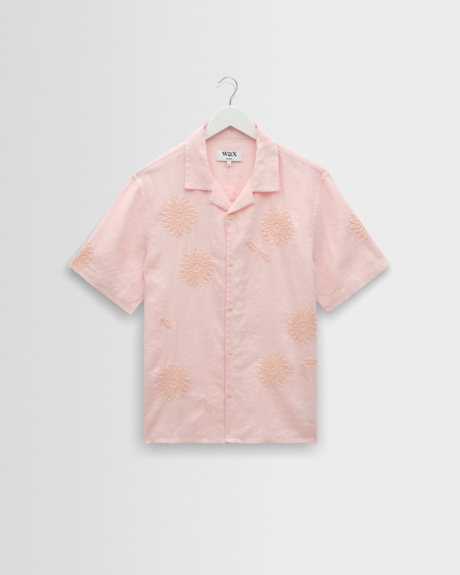 Didcot Pink Flower Embroidered Short Sleeve Shirt