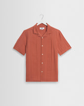 Didcot - Rust Double-Weave Seersucker Short-Sleeve Shirt