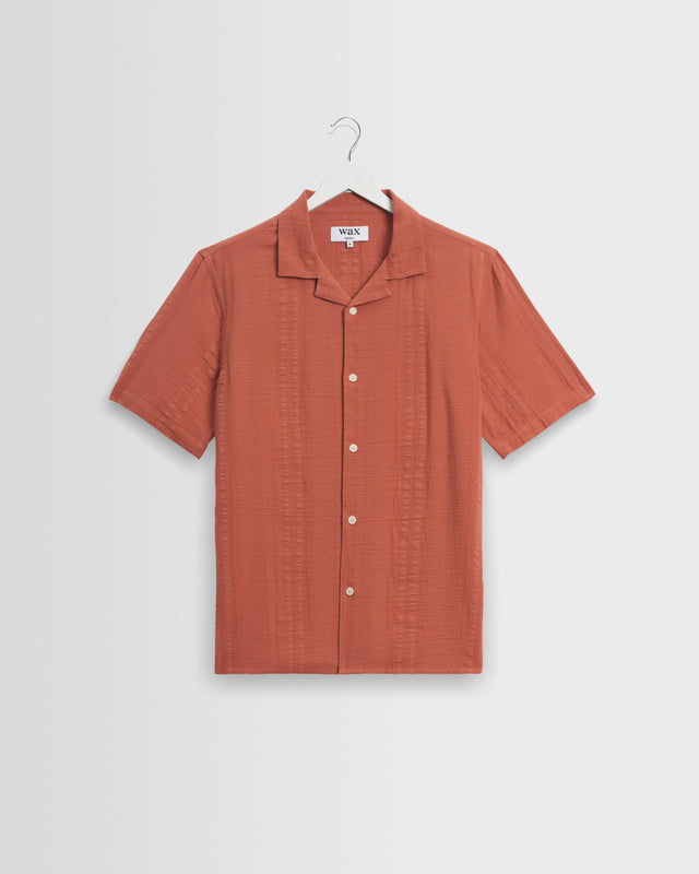 Didcot - Rust Double-Weave Seersucker Short-Sleeve Shirt