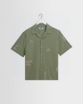 Didcot - Sage And Ecru Scribble Applique Short-Sleeve Shirt