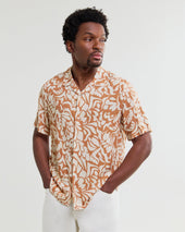Didcot And Beige Floral Viscose Short Sleeve Shirt