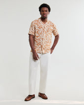 Didcot And Beige Floral Viscose Short Sleeve Shirt
