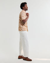 Didcot And Beige Floral Viscose Short Sleeve Shirt