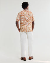 Didcot And Beige Floral Viscose Short Sleeve Shirt