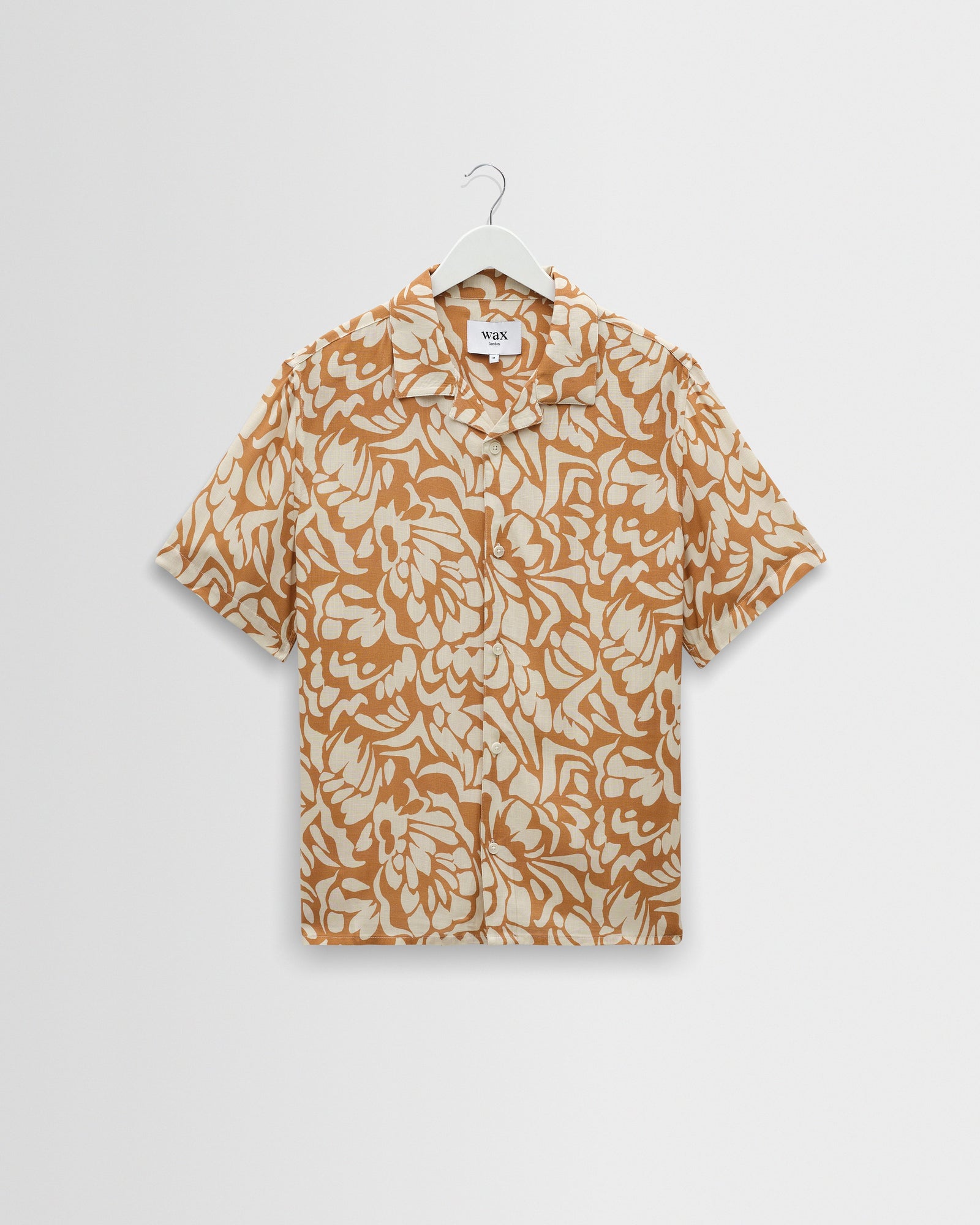 Didcot And Beige Floral Viscose Short Sleeve Shirt