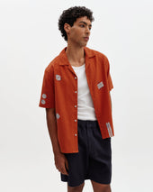 Didcot And Ecru Scribble Applique Short Sleeve Shirt