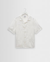 Didcot - White Flower Embroidered Short-Sleeve Shirt