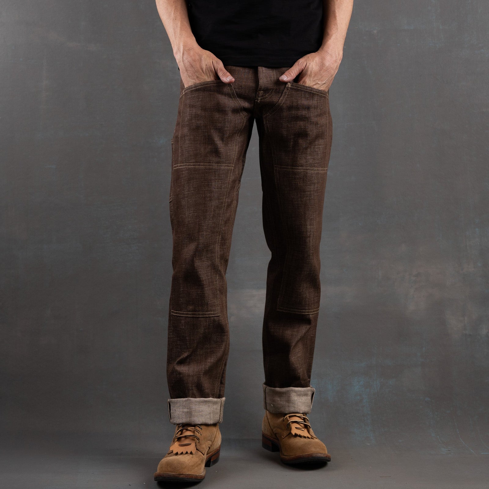 Die Hard Double Knee Straight Leg - 14oz Brown Bear Selvage Denim