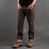 Die Hard Double Knee Straight Leg - 14oz Brown Bear Selvage Denim