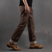 Die Hard Double Knee Straight Leg - 14oz Brown Bear Selvage Denim