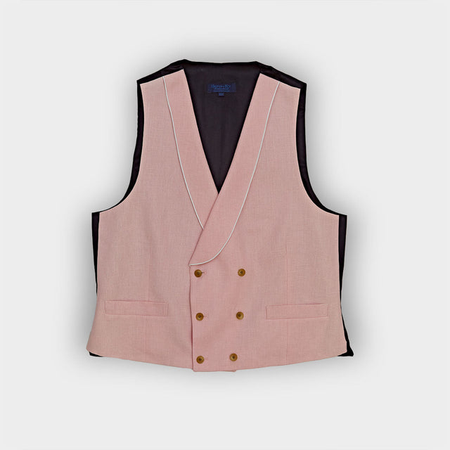 Double Breasted Light Pink Linen Waistcoat
