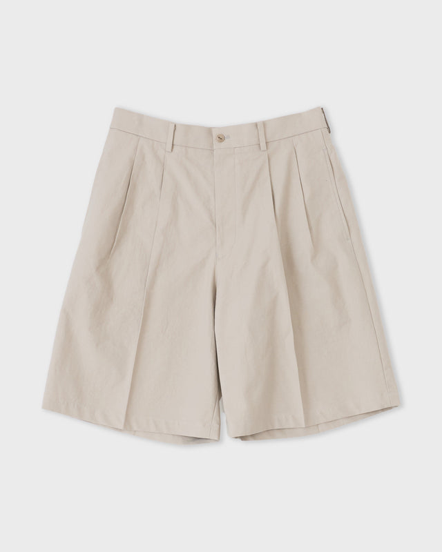 DOUBLE PLEATED SHORTS, BEIGE