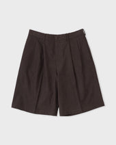 DOUBLE PLEATED SHORTS, BROWN