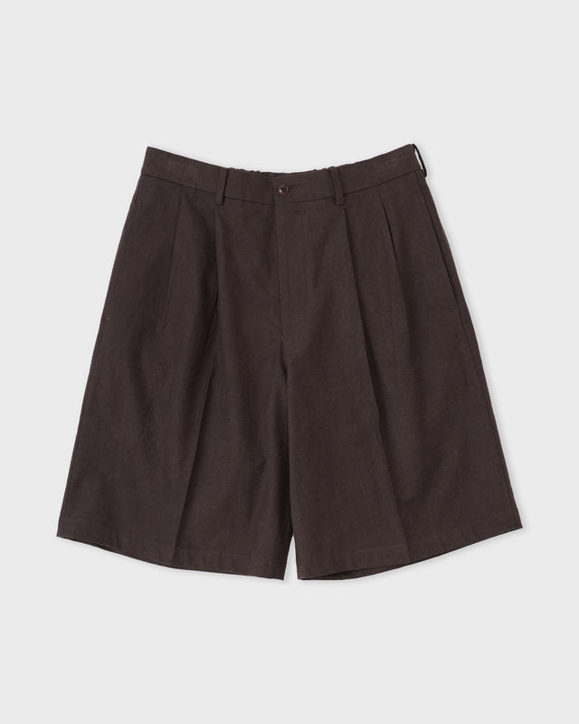 DOUBLE PLEATED SHORTS, BROWN