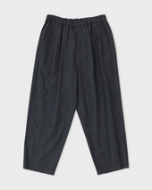 DOUBLE PLEATED WIDE EASY PANTS, CHARCOAL GRAY