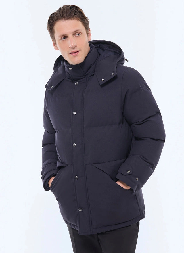 Quilted water-repellent down coat
