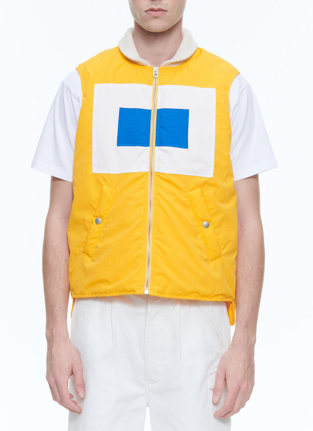 Canvas sleeveless down jacket