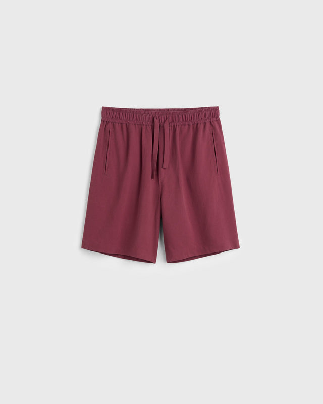 Henri Washed Silk Drawstring Short - Burgundy