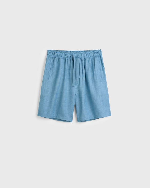 Henri Raw Silk Drawstring Short - Sky Blue