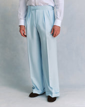 Ice Blue Silk and Wool Oxford Bags