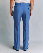 Blue Cotton and Silk Blend Parallel Trousers