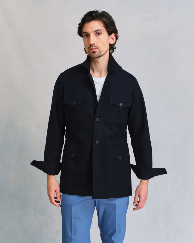 Navy Cotton Safari Shirt