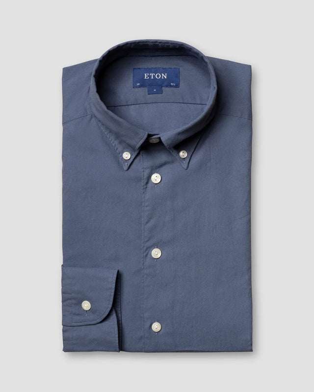 Mittelblaues Hemd aus leichtem Flanell - Eton