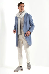 Dusty Blue Overcoat Made In Italy