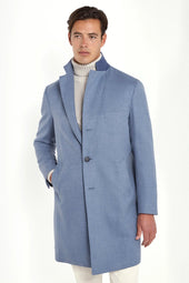 Dusty Blue Overcoat Made In Italy
