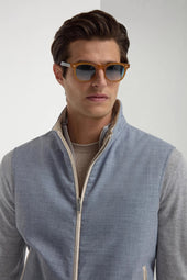 Dusty Blue Reversible Vest Made In Italy