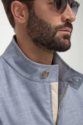 Dusty Blue Short Jacket Made In Italy