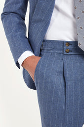 Dusty Blue Striped Suit Made In Italy