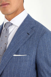 Dusty Blue Striped Suit Made In Italy