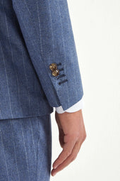 Dusty Blue Striped Suit Made In Italy