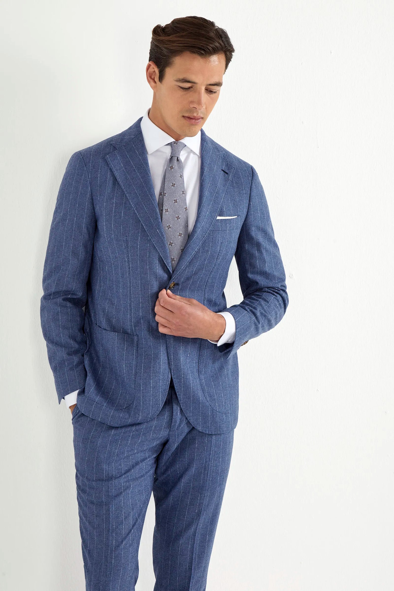 Dusty Blue Striped Suit Made In Italy