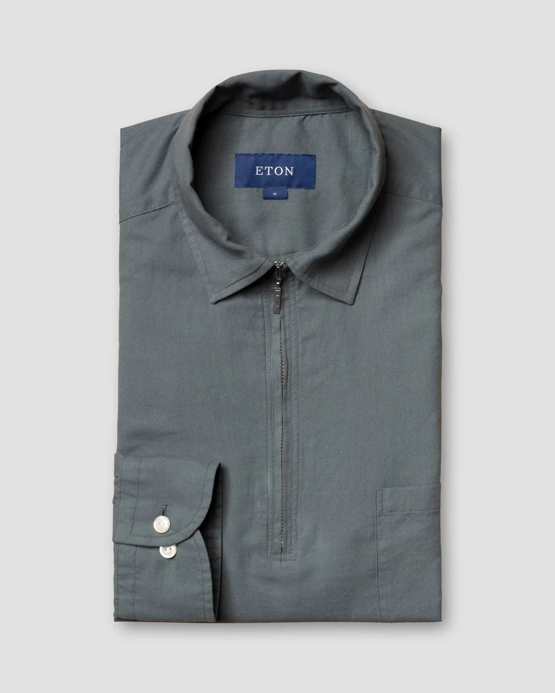 Dark Green Half Zip Shirt Eton