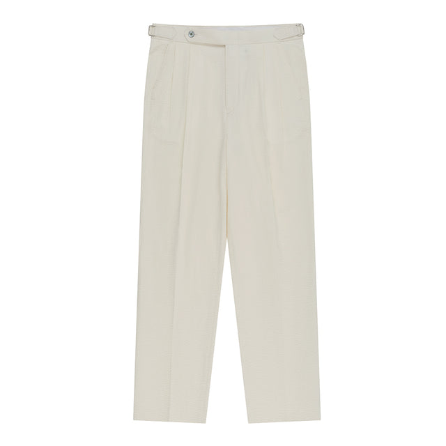 Essential Seersucker Adjust 2-Pleated Relaxed Chino (Ecru)