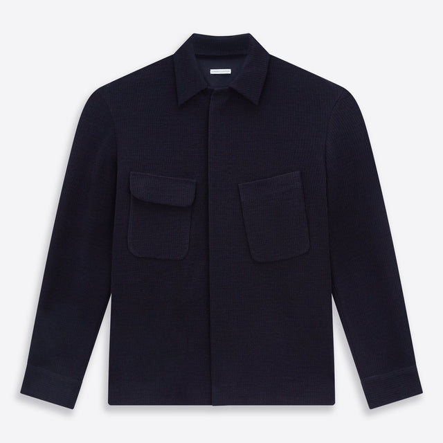 Navy Greenwich Knitted Overshirt