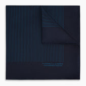 And Blue Stripe Silk Pocket Square