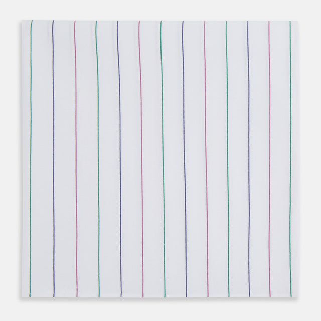 Hand Rolled Pink and Green Pinstripe Handkerchief