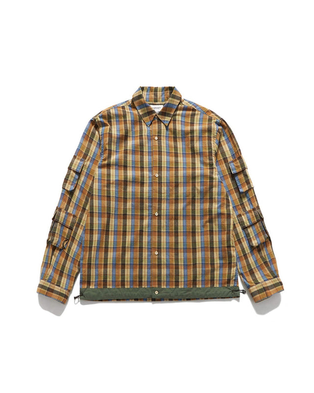 MAGAZINE POUCH SHIRTS / MULTI BROWN CHECK