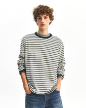 Stripe Pocket L S T Shirts Green