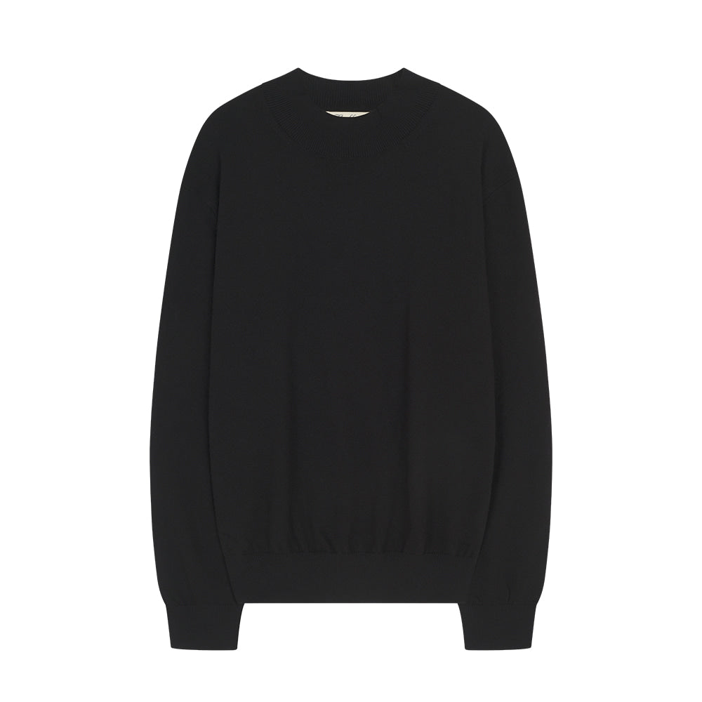 Essential Wool Comfort Moc-Neck knit (Black)