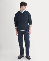 Relaxed V-Neck Sweater in Everyday Cotton | Deep Navy