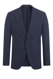 Blue Wool, Silk and Linen Neat Suit