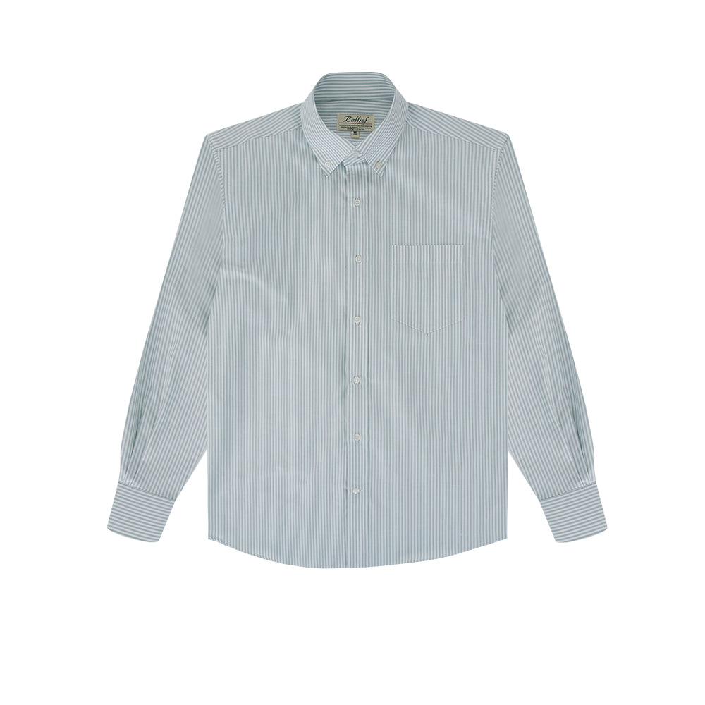 Oxford Cotton stripe Button down shirt (Green)