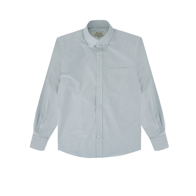 Oxford Cotton stripe Button down shirt (Green)
