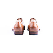 Five Eyelet Split Toe Derby With Hand Stitched Apron In Light Brown And Beige